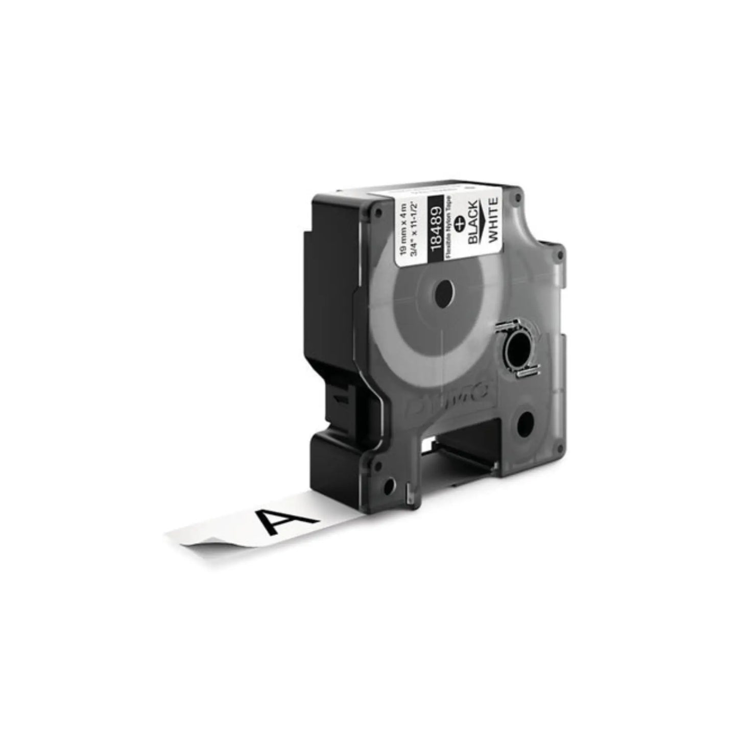 DYMO Rhino Nylon Label Tape – 19mm x 3.5m (Black on White) – Durable & Flexible Industrial Labeling