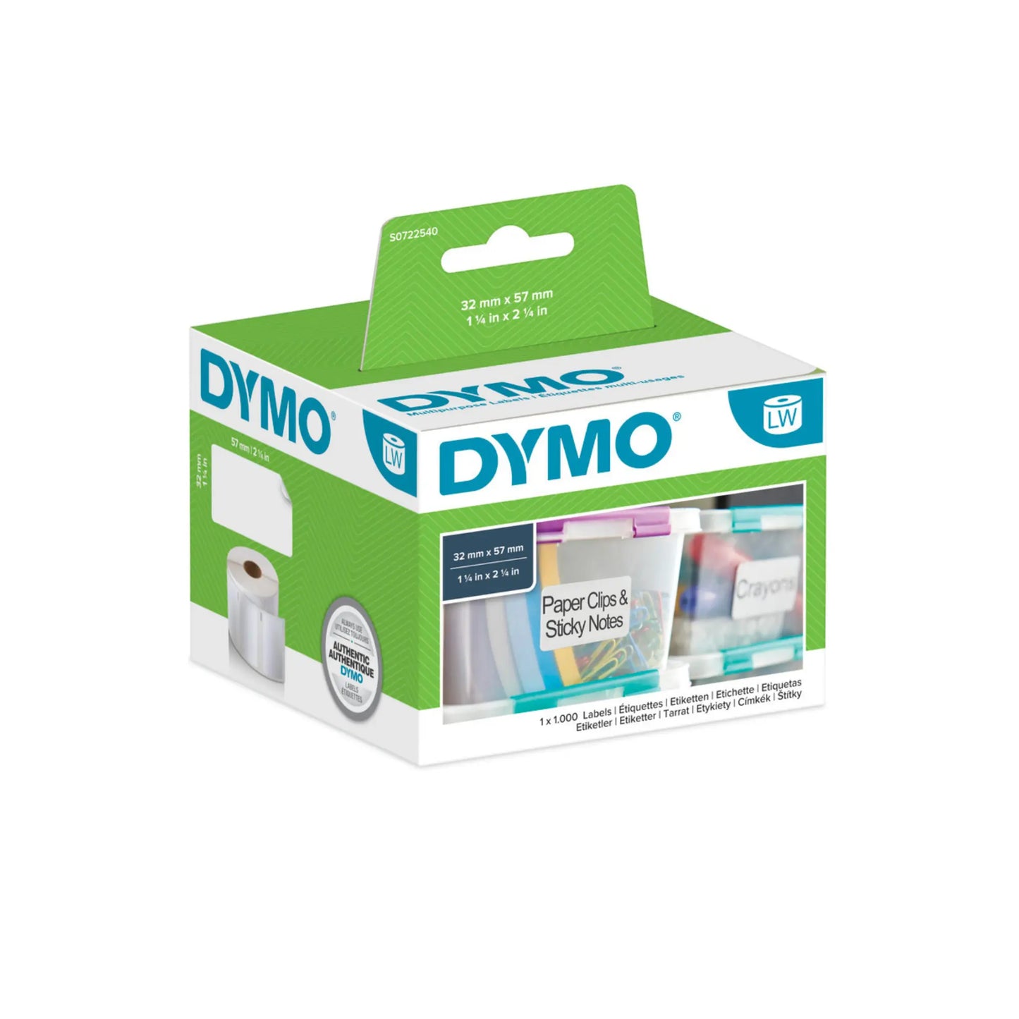 DYMO 0722540 LabelWriter Multipurpose Labels – 57mm x 32mm – Versatile & Smudge-Free