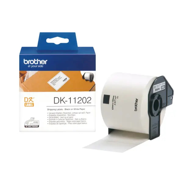Brother DK11202 Label Roll – White, 62mm x 100mm – High-Quality, Reliable Address & Shipping Labels