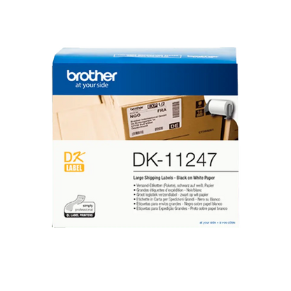 Genuine Brother DK-11247 Label Roll – Black on White, 103mm x 164mm – High-Quality Shipping & Barcode Labels