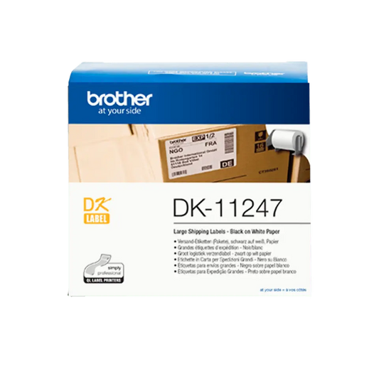 Genuine Brother DK-11247 Label Roll – Black on White, 103mm x 164mm – High-Quality Shipping & Barcode Labels