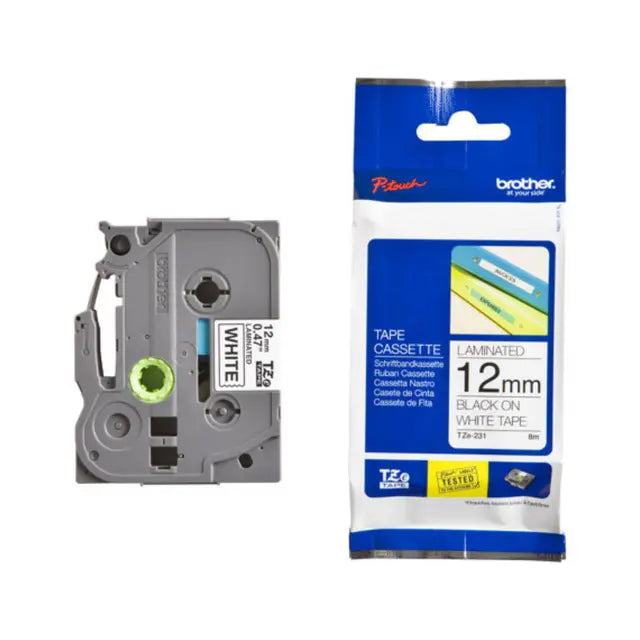 Brother TZ-231 Label Tape – Black on White, 12mm – Durable, Clear, and Reliable Labeling