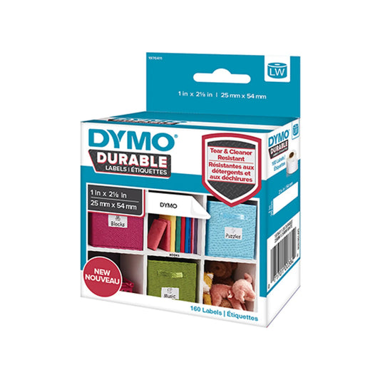 DYMO LabelWriter Durable Address Labels – 25mm x 54mm (Black on White) – Strong & Long-Lasting Labels