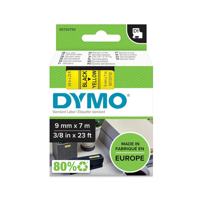 DYMO D1 Label Tape – 9mm x 7m (Black on White) – Durable & High-Quality Labeling