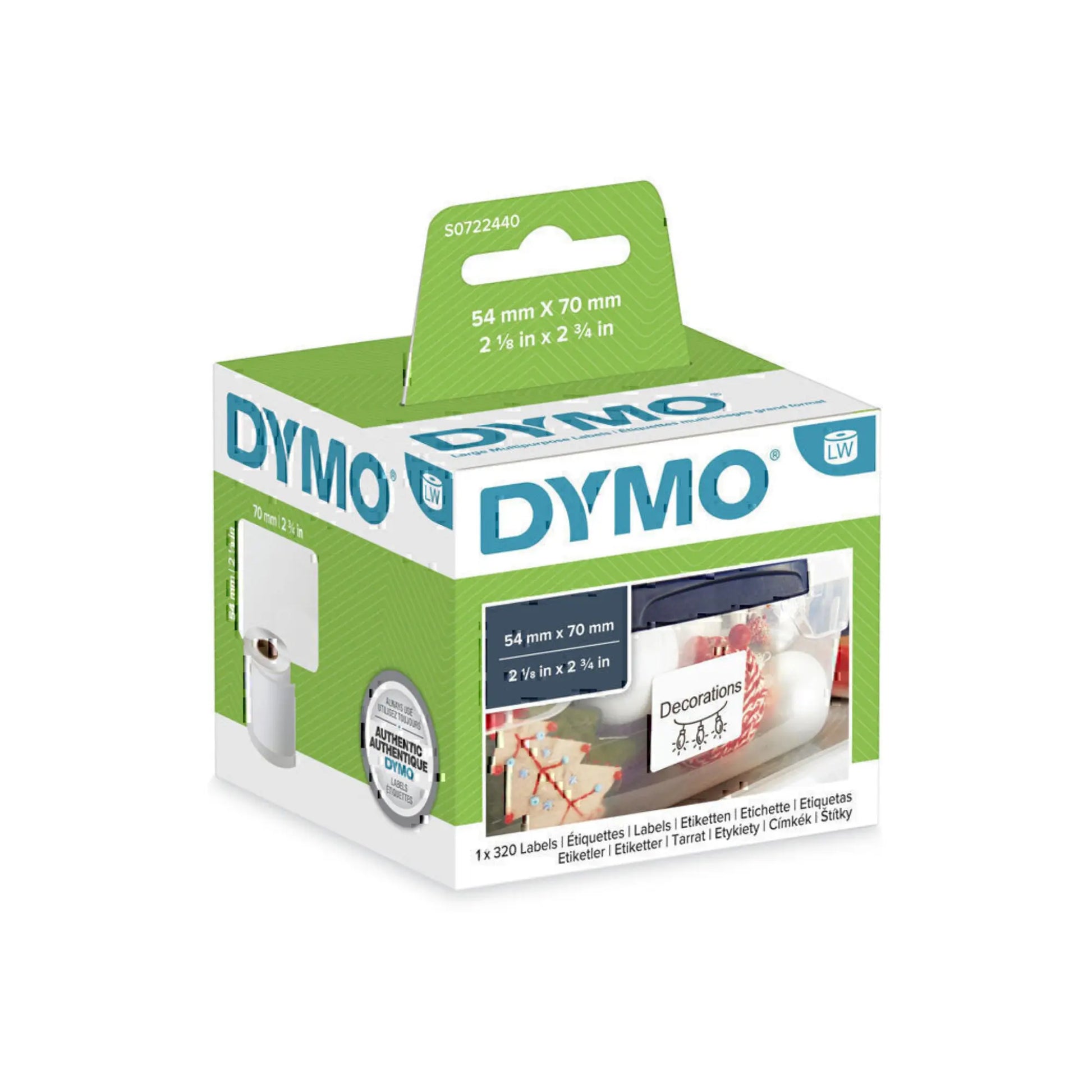 DYMO LW Multipurpose Labels – 54mm x 70mm – Versatile & Smudge-Free