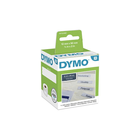 DYMO LW File Labels – 12mm x 50mm (Black on White) – Organized & Professional Labeling