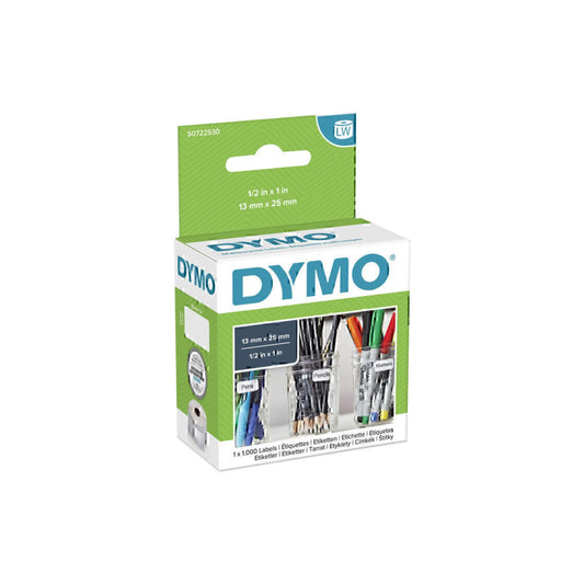 DYMO LW Multi-Purpose Labels – 13mm x 25mm (Black on White) – Efficient & Versatile Labeling