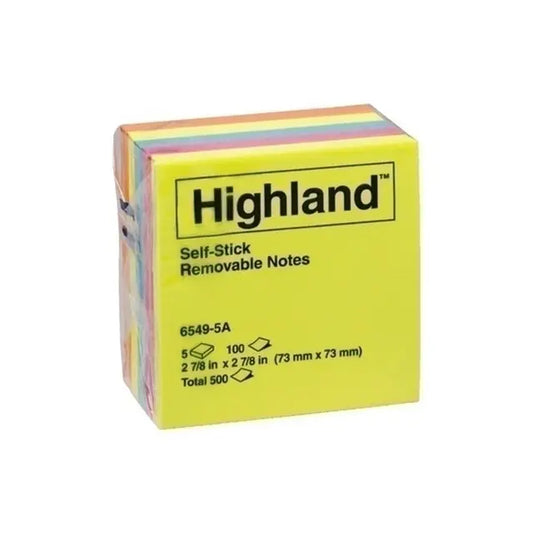 Highland Notes 6549-5A (Pack of 5) – 73mm x 73mm Sticky Notes for Everyday Use