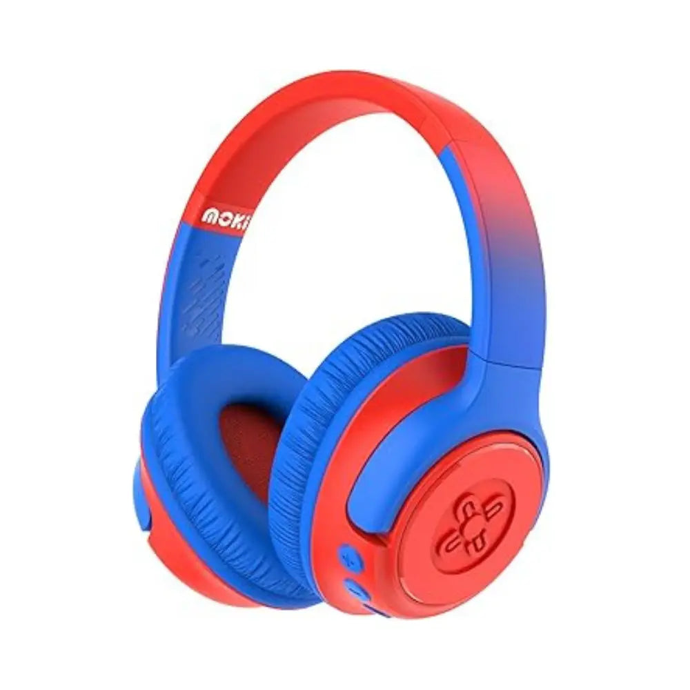 Moki Kids Safe Headphones – Blue & Red (MHPKSBR) – Safe & Comfortable Listening for Kids