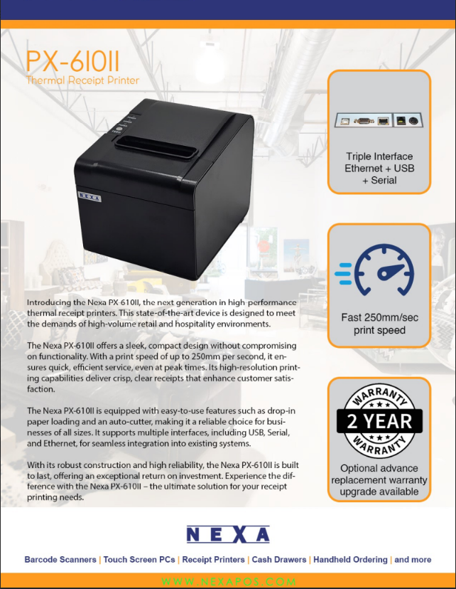 Nexa POS Printer PX-610II: Reliable, Fast & Efficient Receipt Printing Nexus Office Supplies