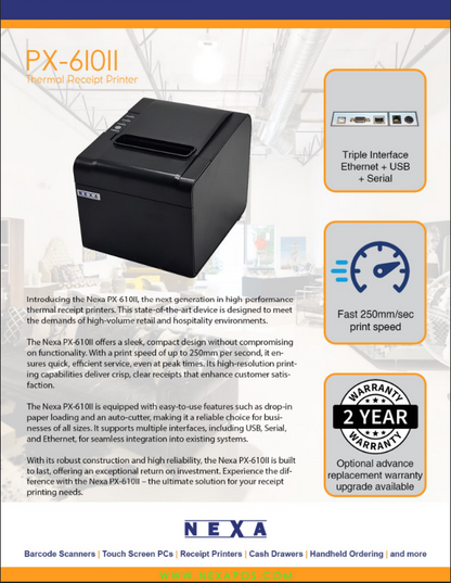 Nexa POS Printer PX-610II: Reliable, Fast & Efficient Receipt Printing Nexus Office Supplies