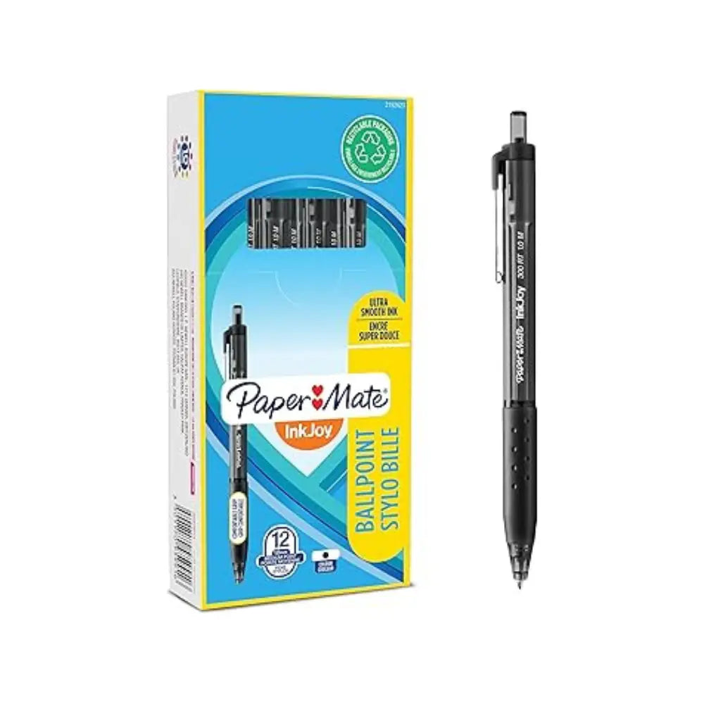 PaperMate InkJoy 300RT Ballpoint Pens – Black (Pack of 12) | Smooth & Reliable Writing