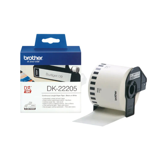 Brother DK22205 Continuous Label Roll – White, 62mm x 30.48m – Versatile, High-Quality Labeling